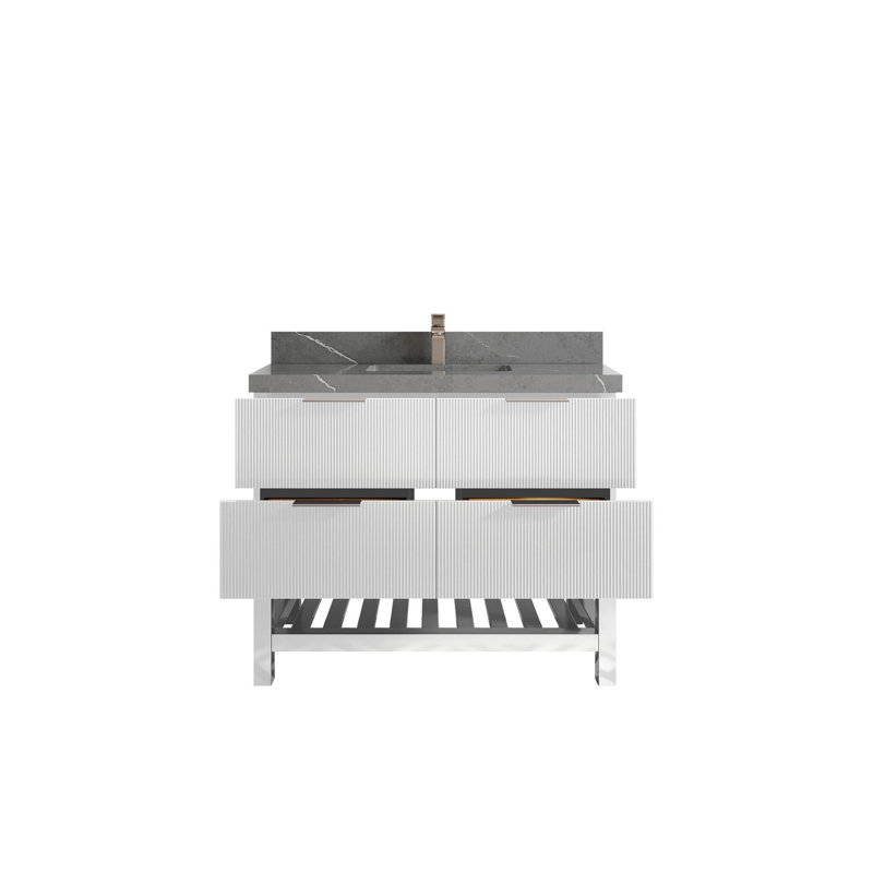 Meuble-lavabo simple 42 po avec plateau en quartz Catalina