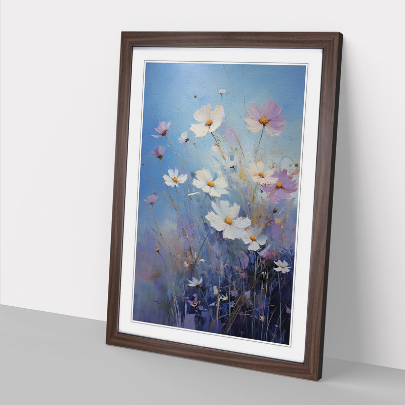 Cosmos Floral Art - Framed Print, Walnut Framed, 34cm H x 25cm W