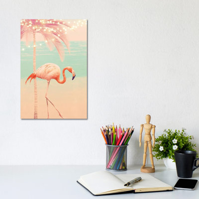 " Pink Flamingo On The Beach "