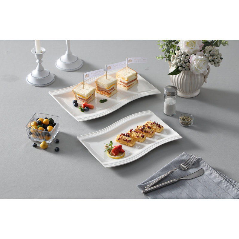 MALACASA Flora Porcelain Platter, Ivory White