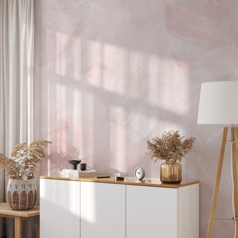Pink Concrete Luxury Canvas Texture Wallpaper Mural, 120" L X 195" W