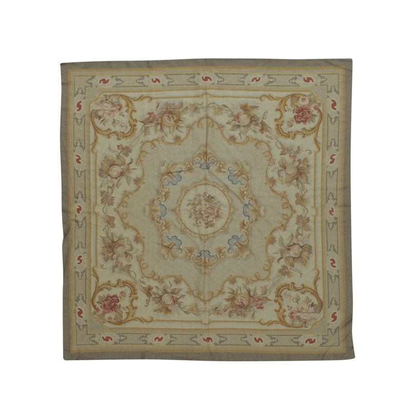 Hand-Knotted High-Quality Beige and Green Area Rug