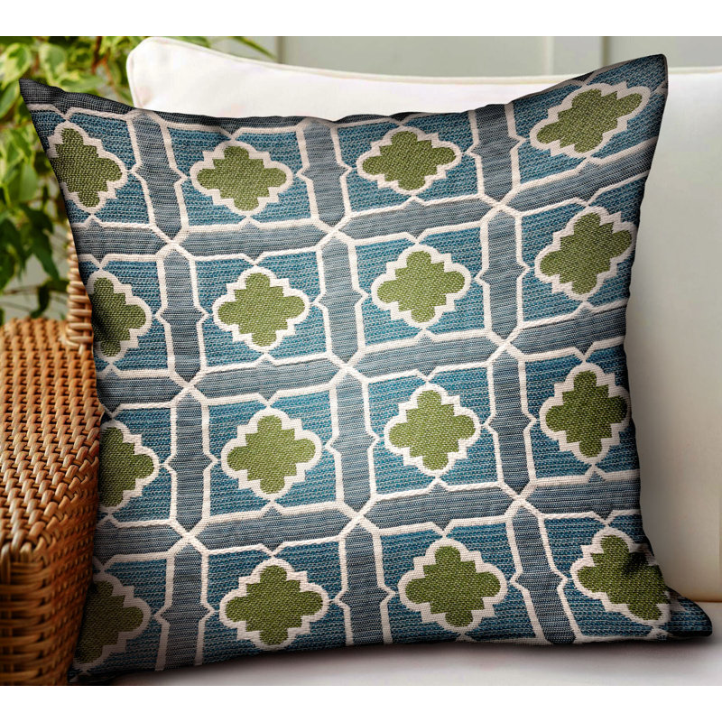 Coussin décoratif d’extérieur de luxe bleu ciel Plutus, 18 po x 18 po