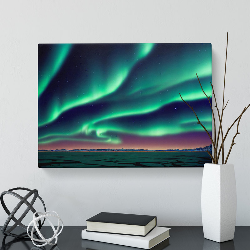 Contemporary Aurora Borealis - Wrapped Canvas Print, 35cm H x 50cm W x 3cm D