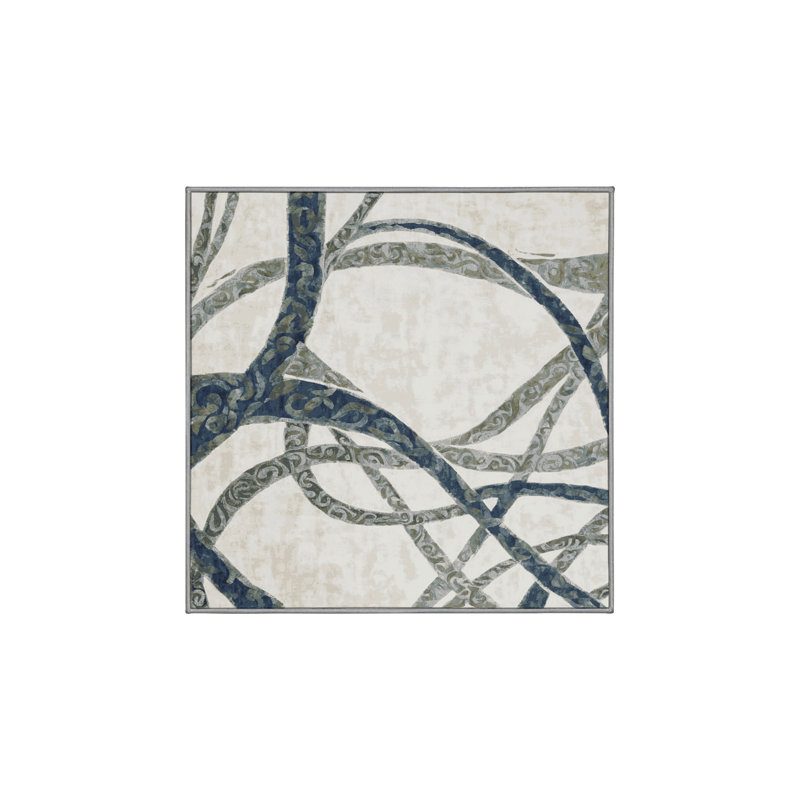 Tapis gris soyeux et moelleux, Carré 8 pi