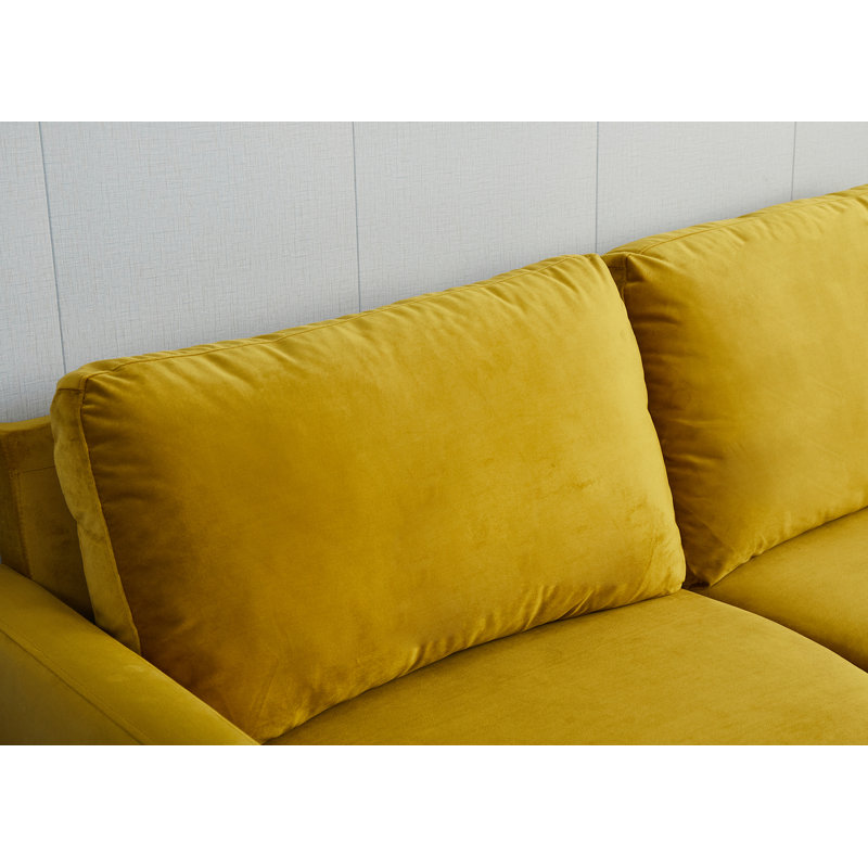 Seaddon Square Arm Sofa, Goldenrod Velvet, 35" H x 70" W x 32" D
