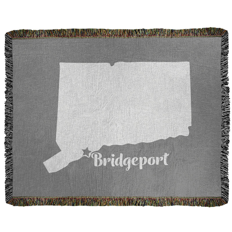 Jeté en coton tissé bridgeport connecticut, l 60 po x L 80 po, Gris