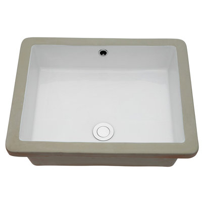 20"X15.5" White Ceramic Rectangular Undermount Bathroom Sink With Overflow