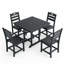 Ensemble de salle à manger en PEHD noir pour 4 personnes, ensemble de table carrée et chaises, mobilier de patio toutes saisons avec trou pour parasol-251961549