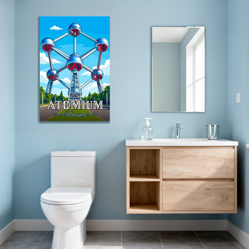 «Scenic & Cityscapes Atomium Brussels Skyline Landmark», reproduction d'art, H 24 po x l 16 po