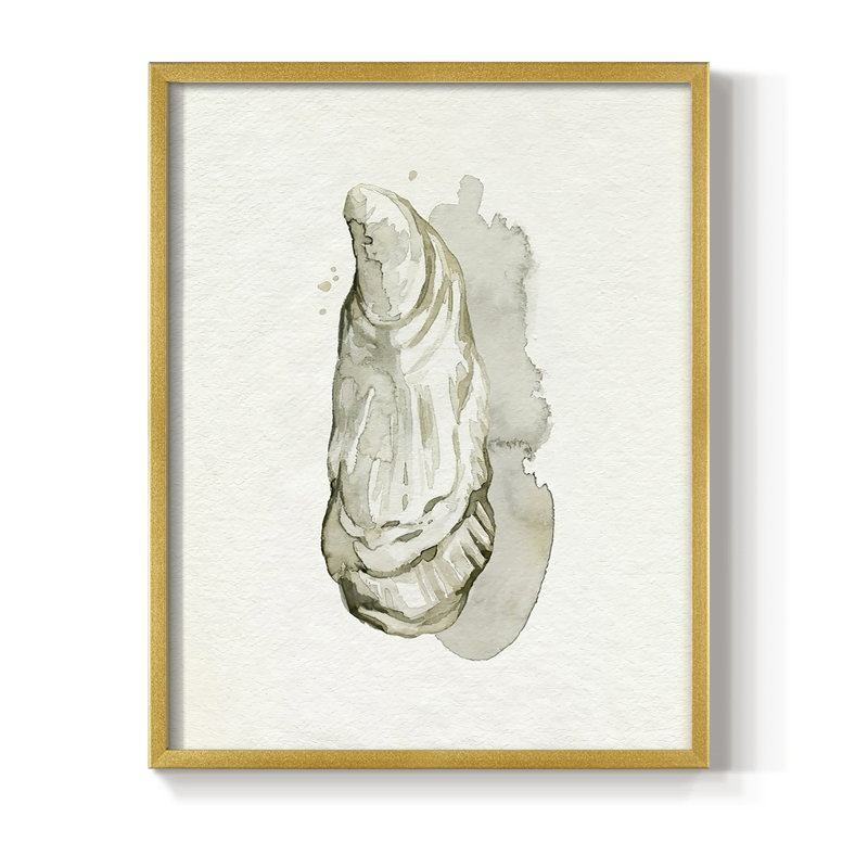 «Oysters on the Bay I», reproduction encadrée - bois massif, Or, H 14 po x l 11 po