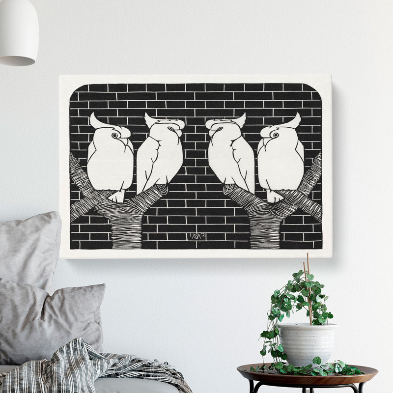 Four Crowned Cockatoos by Samuel De Mesquita - Wrapped Canvas Painting, 40cm H x 60cm W x 3cm D