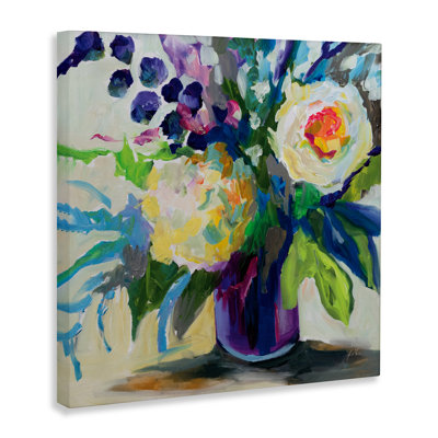 Toile améthyste avec bouquet de fleurs, conception de Jeanette Vertentes