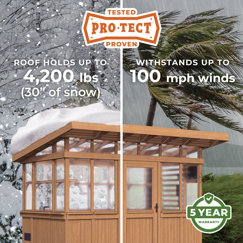 Backyard Discovery Poppy 11' x 7' Cedar Wood and Polycarbonate Walk-In Outdoor Greenhouse Kit with PowerPort