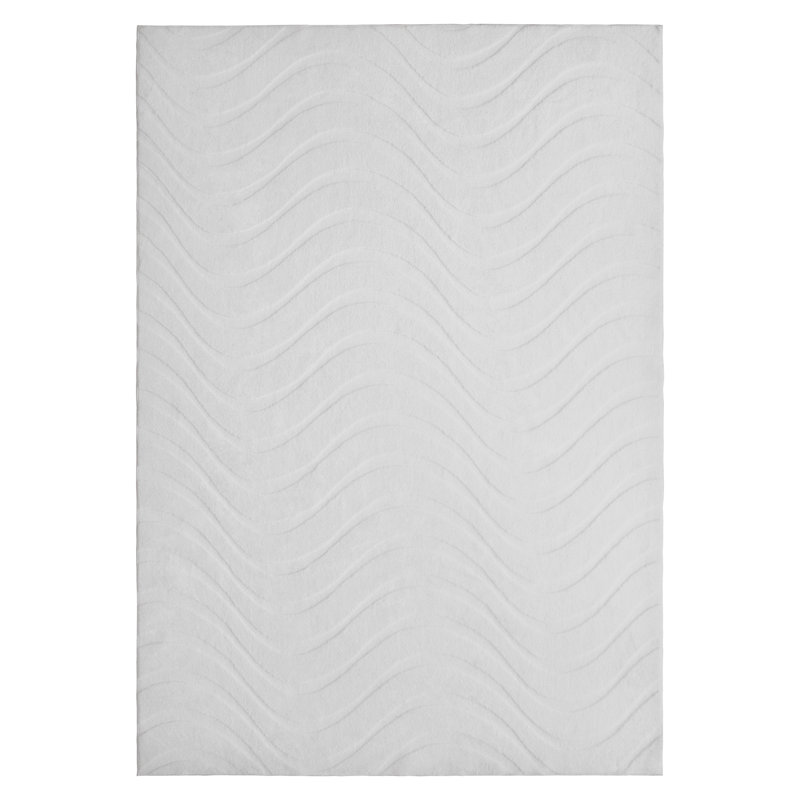 Tapis blanc à poils longs lavable Hardage, Rectangle 5 pi x 7 pi