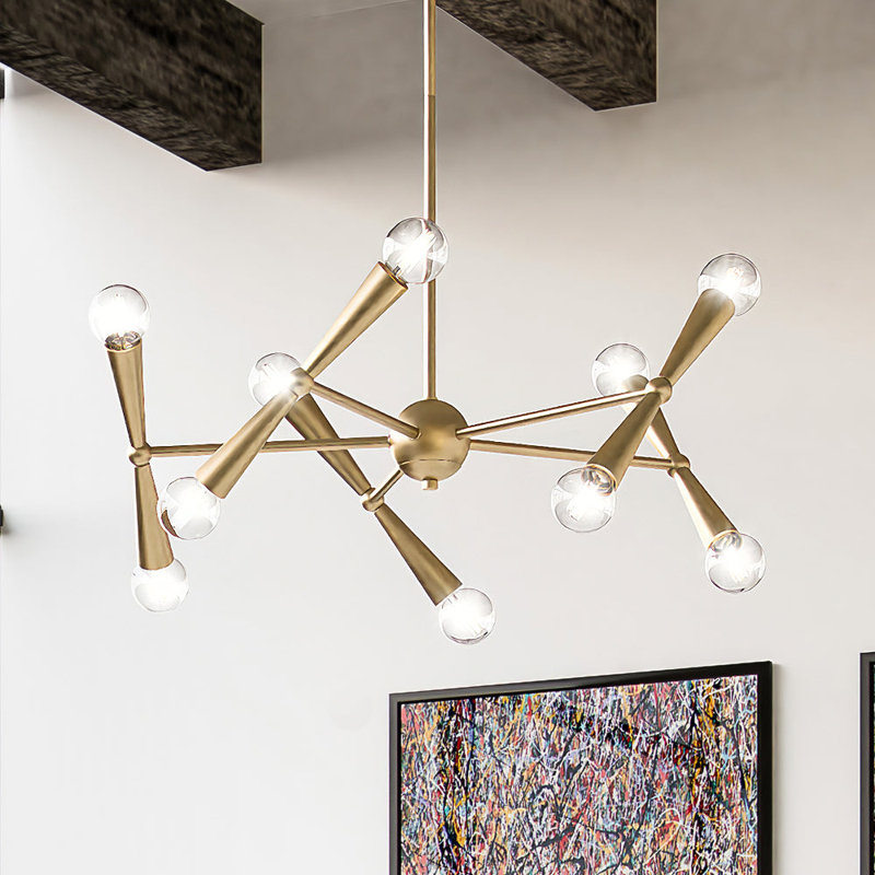 Lustre linéaire moderne Spoutnik Moli, 10, H 12,8 po x l 24,8 po x P 24,8 po