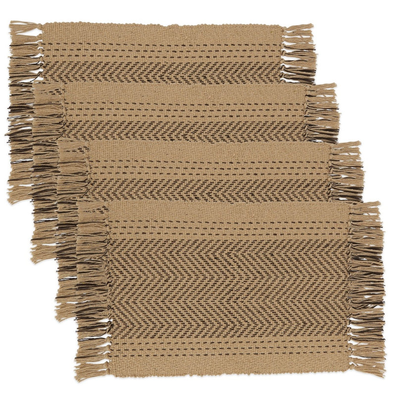Ensemble de napperons de table en coton 100% coton 13 pi x 19 po brun Kantha, Brun
