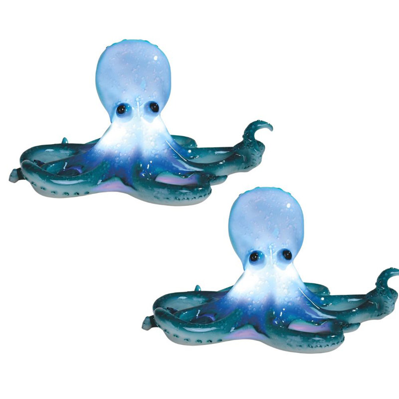 «2-PC Set» ICE ARMOUR Figurine de pieuvre bleue à DEL H 9 po décorative maison / pièce
