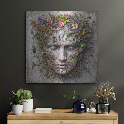  «Earth Face 2» par Rey Klimt, art mural en métal, 24 po x 24 po