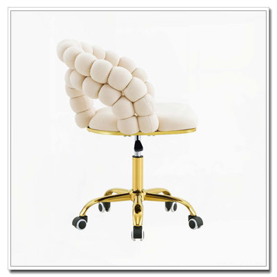 Chaise de bureau pivotante moderne en velours avec dossier à bulles, chaise de bureau roulante pour bureau