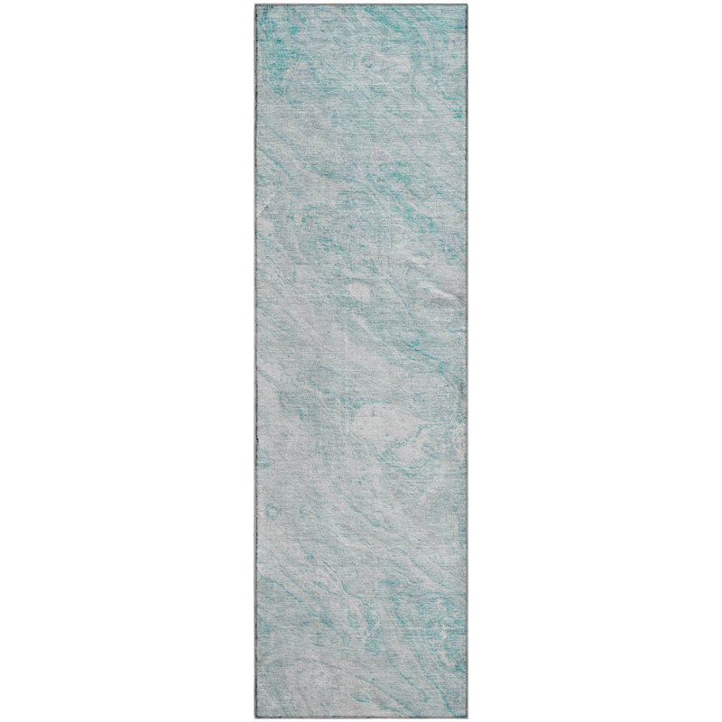 Premium Machine Washable Cerrito Teal Rug, Runner 2'3" x 7'6"