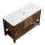 Armoire autoportante avec 3 portes et tablette ouverte, plateau en pierre frittée blanc de Carrare, sans lavabo, sans robinet ni drain