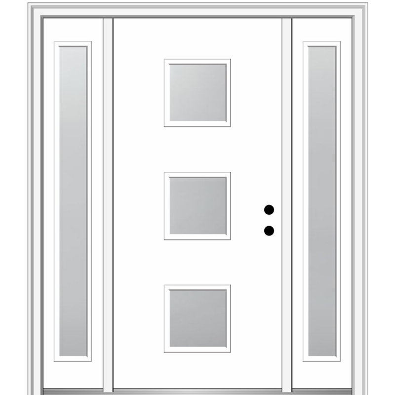 81.75'' Glass Fiberglass Front Entry Doors, 81.75" H x 64.5" W x 4.563" D, Left Hand/Inswing, Frosted