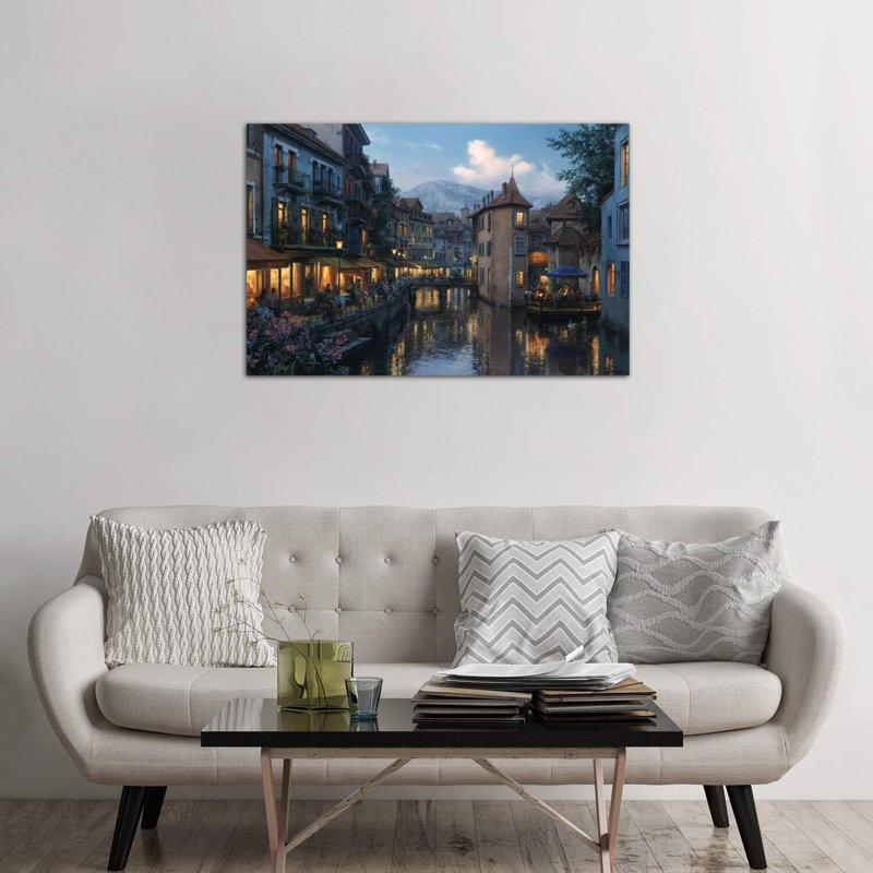 «Evening In Annécy», reproduction de photo, Toile tendue, H 26 po x l 40 po x 1,5 po