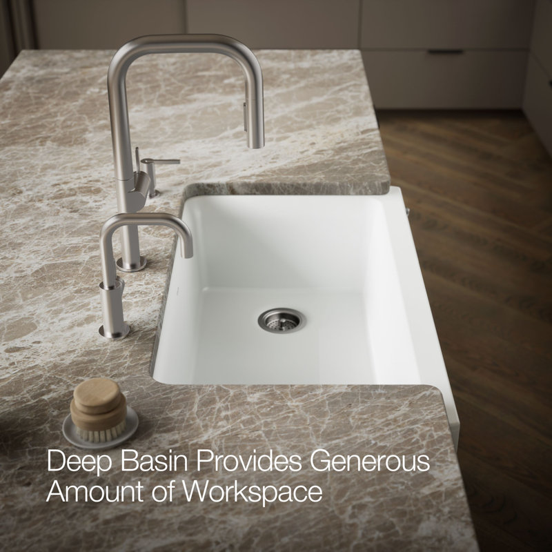 Cairn Undermount Single-Bowl Farmhouse Kitchen Sink, Matte White
