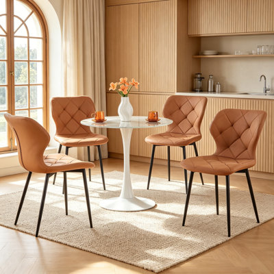 Faux Leather Upholstered Armless Dining Chair With Wraparound Backrest (Set 2/4)