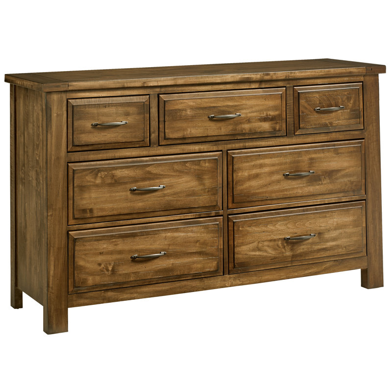 Commode en bois massif à 7 tiroirs Nixa, Antique Amish