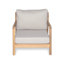 Fauteuil club de patio en bois d'acacia avec coussin résistant à l'eau, teck et beige (1 pièce)