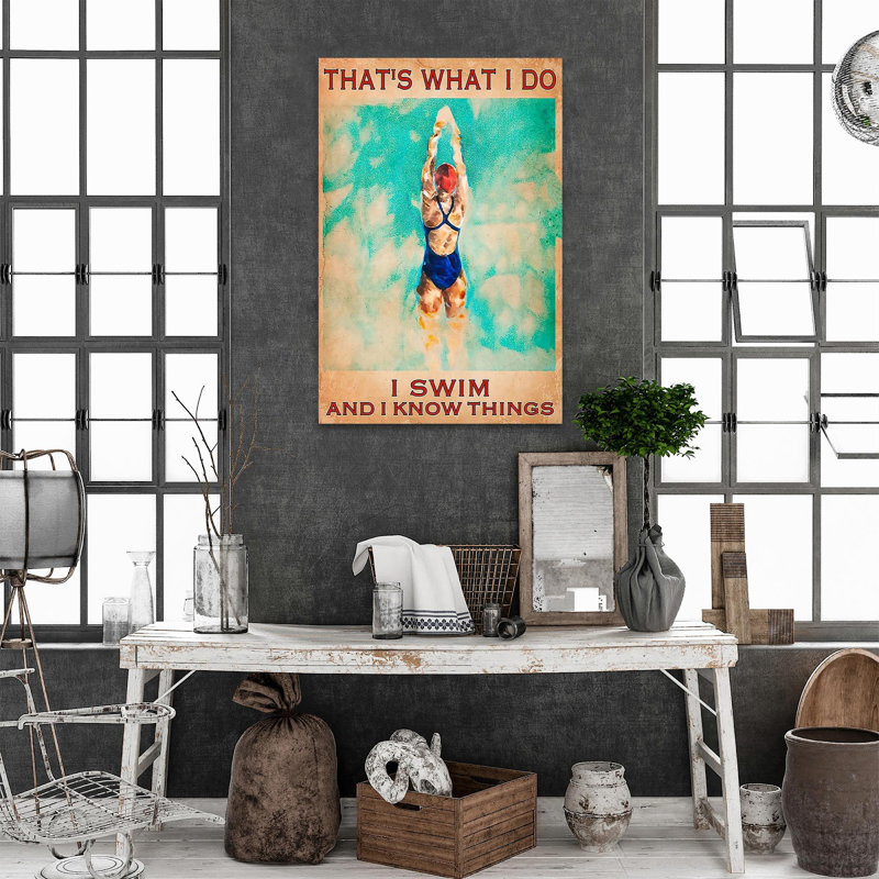 «Natation I Swim and I Know Things», impression sur toile tendue, H 36 po x l 24 po x P 1,25 po