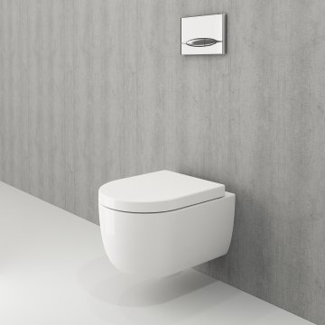 Venezia Rimless Wall Hung Toilet 49cm, Gloss White