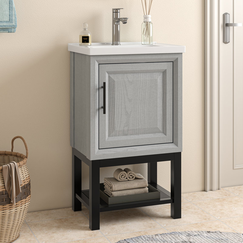 Festival 20" Single Bathroom Vanity with Ceramic Top, Black, Gray