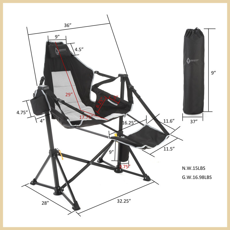 Chaise hamac pliante, Gris / Noir