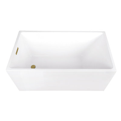 Kingston Brass Aqua Eden 51-Inch Acrylic Rectangular Double Ended Freestanding Tub With Drain
