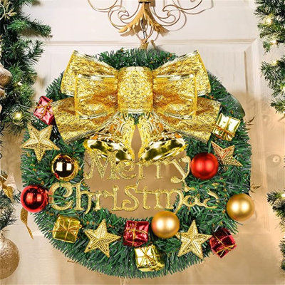 Couronne de Noël, porte décorative suspendue de 30 cm, nouvelle guirlande suspendue en rotin, décoration de cour d'hôtel
