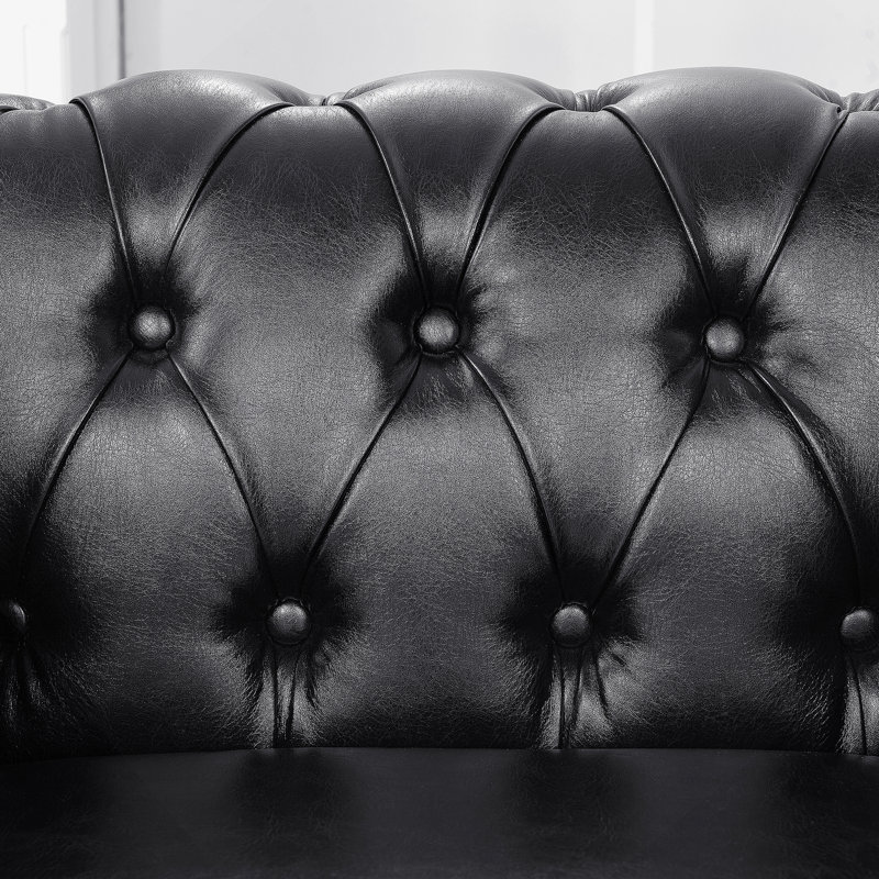 Dushyant Upholstered Armchair, Black Faux Leather 1, Black