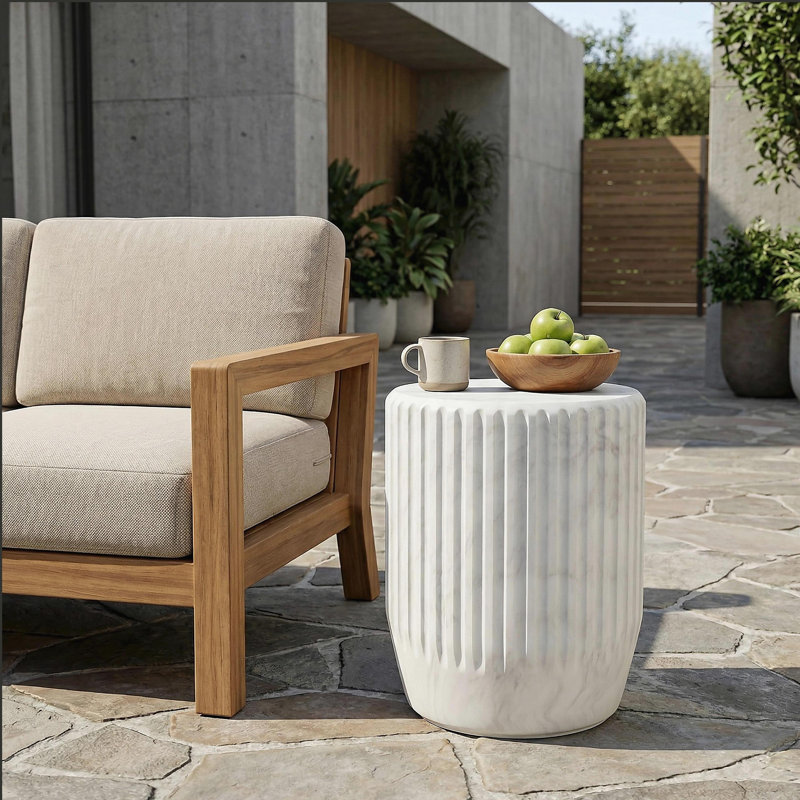 Table d'appoint d'extérieur, blanc
