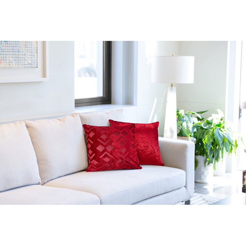 Adilynn Geometric Square Cushion Cover, Red