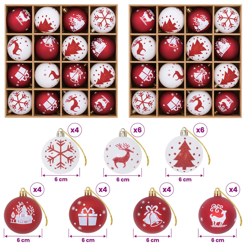 6, Red, White (Holiday Silhouette Motif)