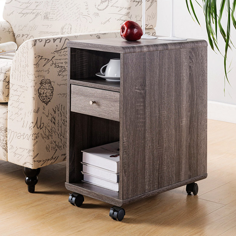 Table de bout spacieuse avec rangement Wallach, Gris