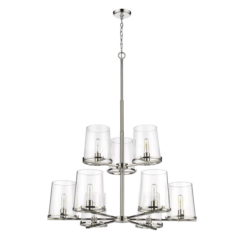 Catosha 9 - Light Dimmable Tiered Chandelier, Polished Nickel