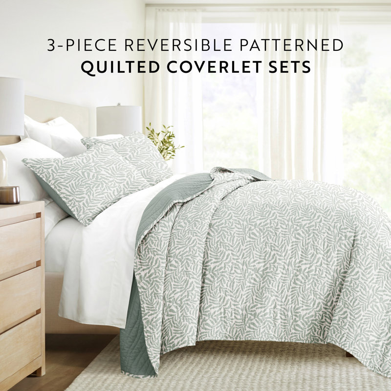 Twin Eucalyptus Reversible Microfiber Quilt Set