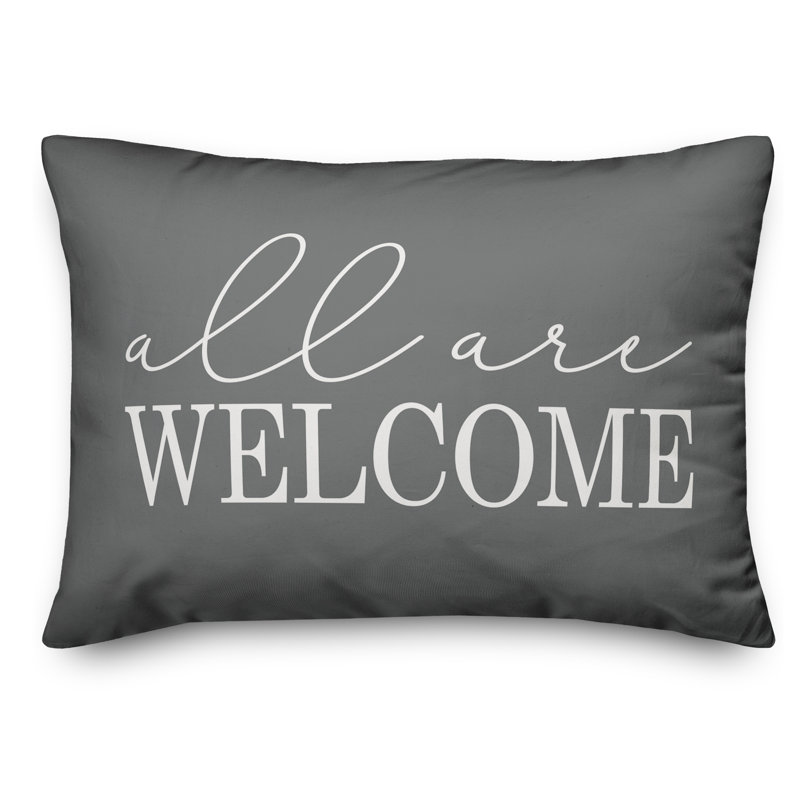  All are Welcome Outdoor Rectangular Pillow Cover & Insert, Gray