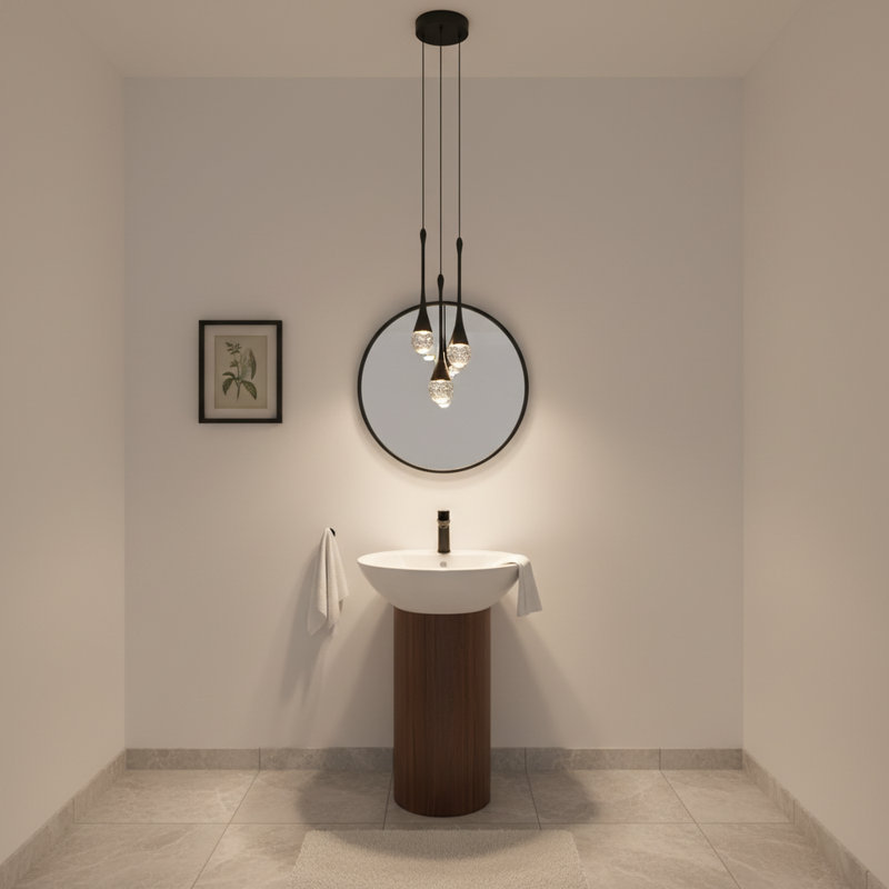 Lustre en cristal moderne à 3 lumières DEL en forme de goutte à intensité variable noir mat, Noir mat, Trois lumières
