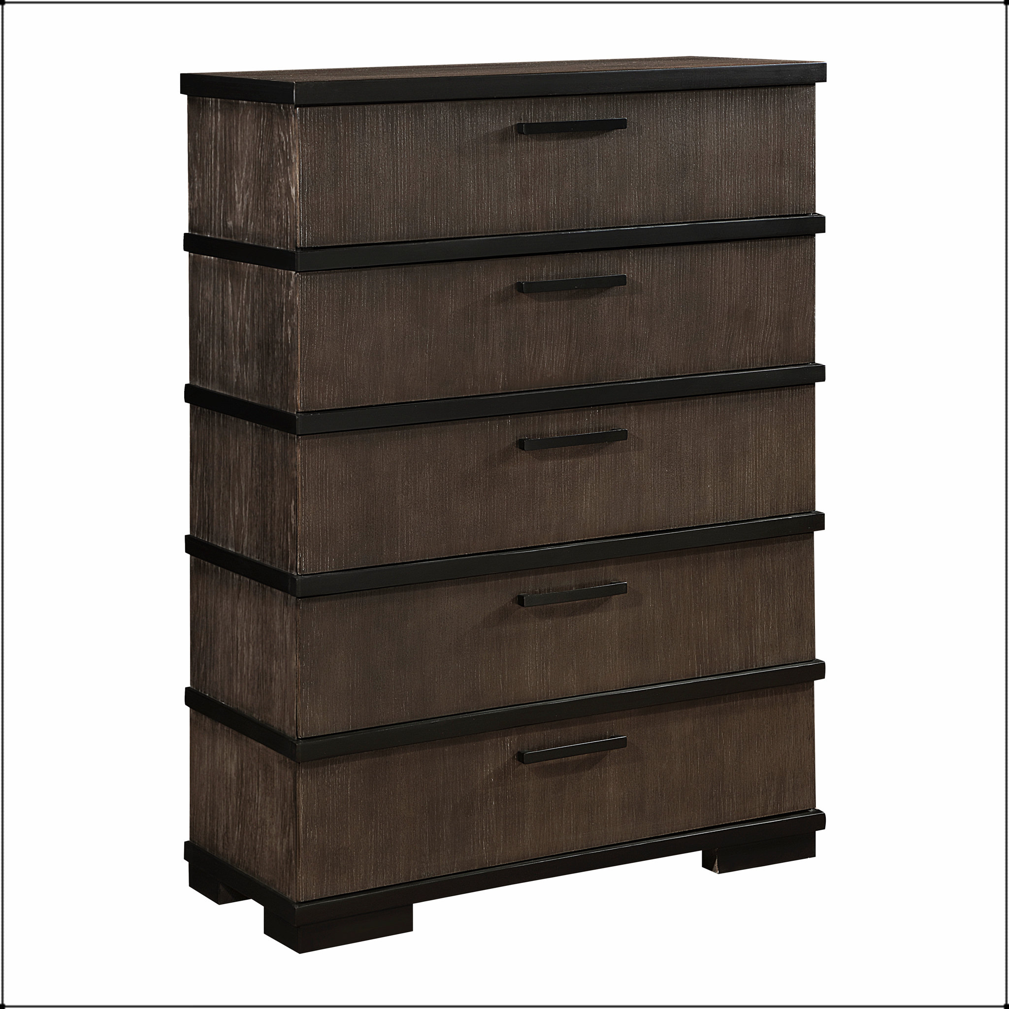 George Oliver Commode 5 tiroirs deux tons à finition brune et noire ...