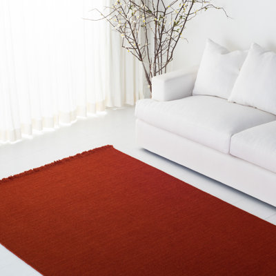 Lauren Ralph Lauren Hand Loomed Wool/Cotton Solid Color Rug in Rust