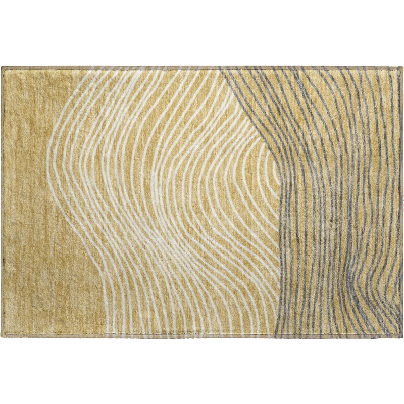 Premium Machine Washable Mayfield AMF2350 Stripes Rug, Gold, 2'6" x 3'10"